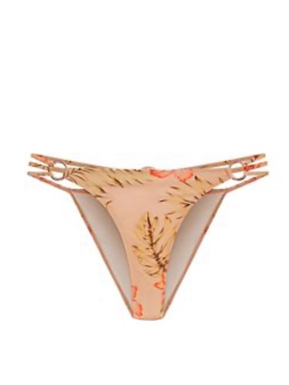 Peach Floral Strappy Bikini Bottom - Unbranded